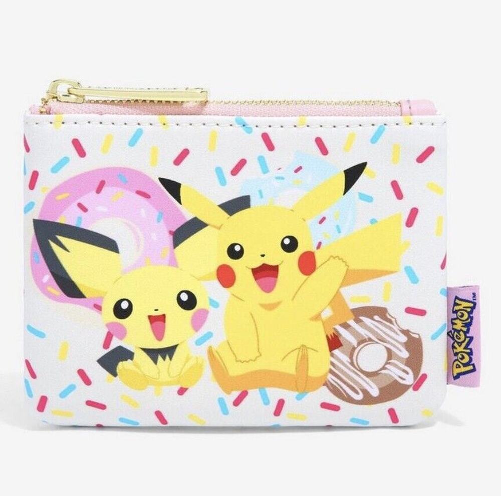 Loungefly Pokemon Pikachu Pichu Donuts Coin Purse Small Zippered Pouch NWT